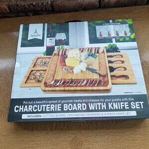 Charcuterie board with knife set